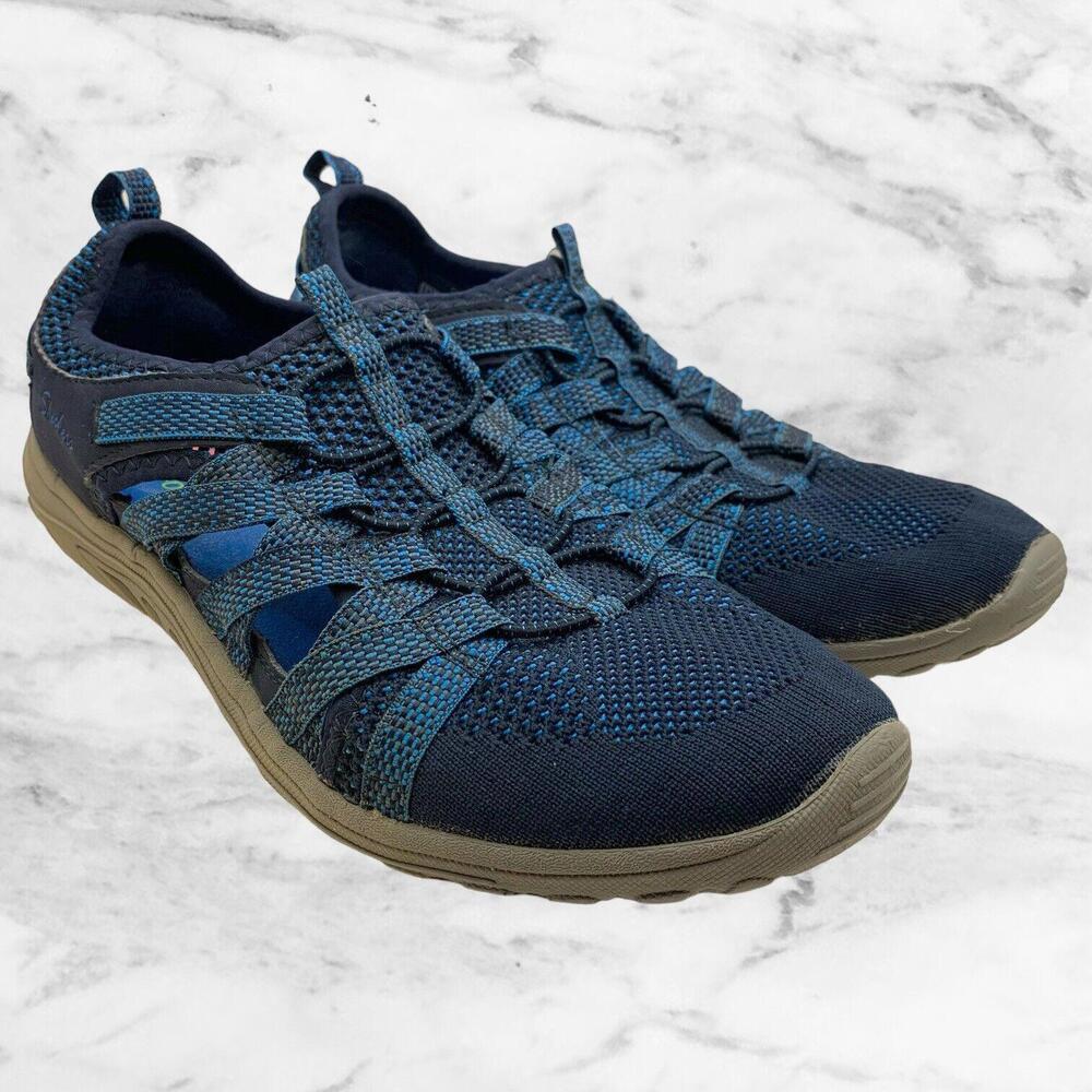 Skechers Womens Reggae Fest NEAP Webbing Fisherman Oxford Flat Sandals Navy 7.5